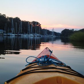 kayaking at sunset