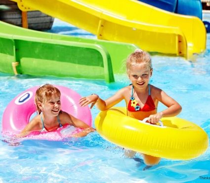 kids at water park in floats