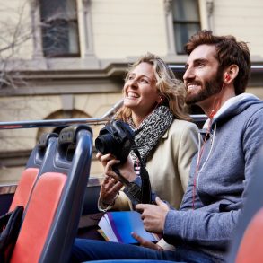 Couple on a bus tour