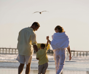 Family on beach 