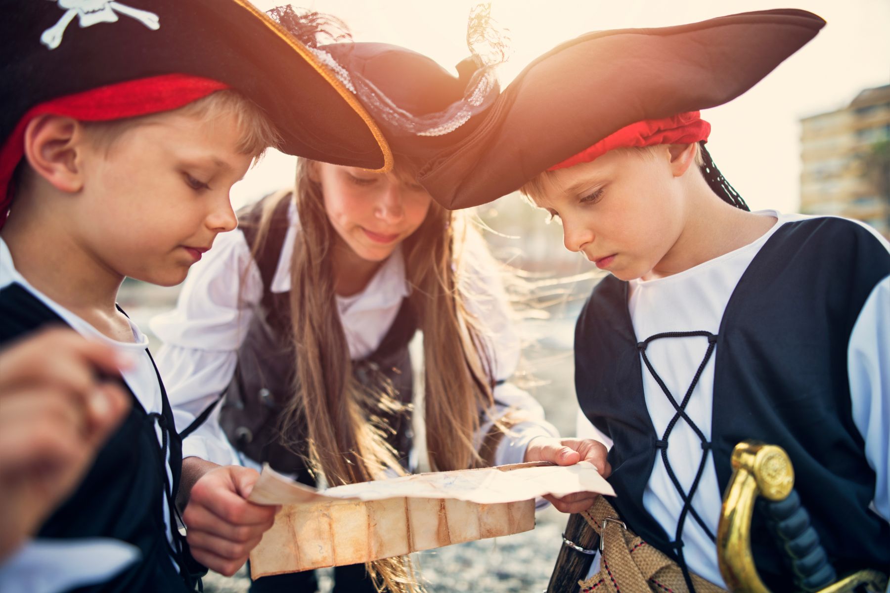 kids dressed as pirates for the show