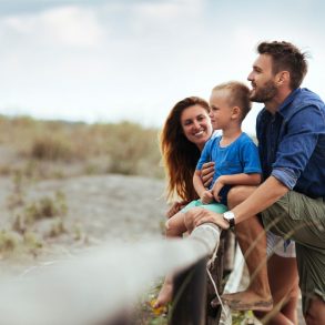 family at the beach during one of their North Myrtle Beach weekend getaways
