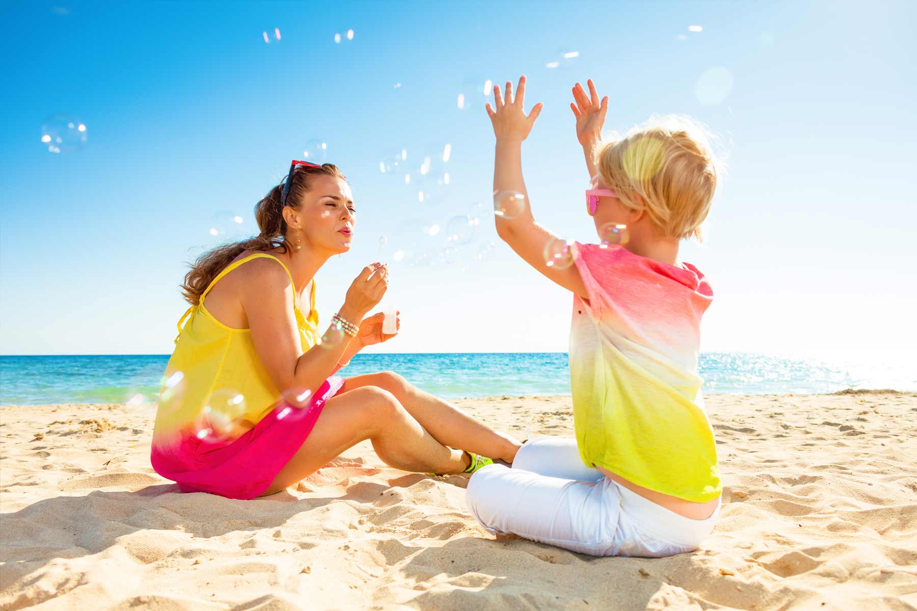 Mom and Daughter on the Beach