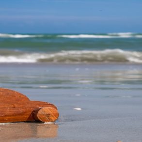 Wooden toy car on Myrtle Beach