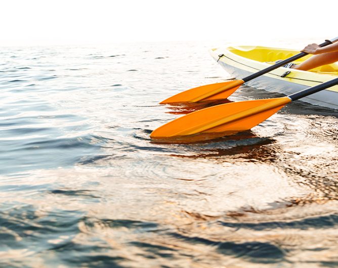 Cropped image of a young couple kayaking